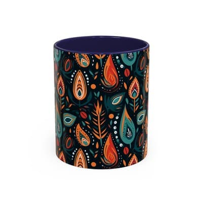Folk Art Coffee Mug 11oz 15oz | Boho Pattern Cup | Earthy Gift for Soulful Women