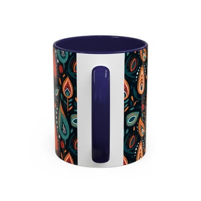 Folk Art Coffee Mug 11oz 15oz | Boho Pattern Cup | Earthy Gift for Soulful Women - Thumbnail 4