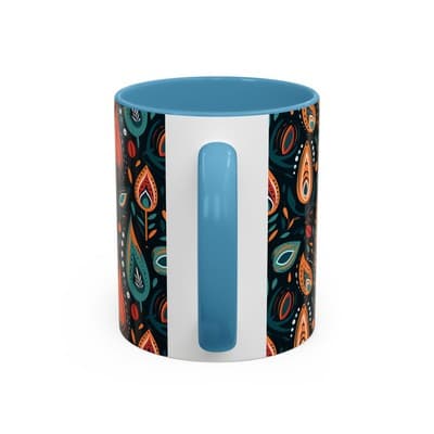 Folk Art Coffee Mug 11oz 15oz | Boho Pattern Cup | Earthy Gift for Soulful Women - Thumbnail 4