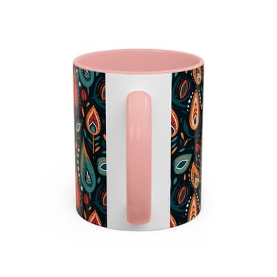 Folk Art Coffee Mug 11oz 15oz | Boho Pattern Cup | Earthy Gift for Soulful Women - Thumbnail 4