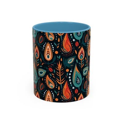 Folk Art Coffee Mug 11oz 15oz | Boho Pattern Cup | Earthy Gift for Soulful Women