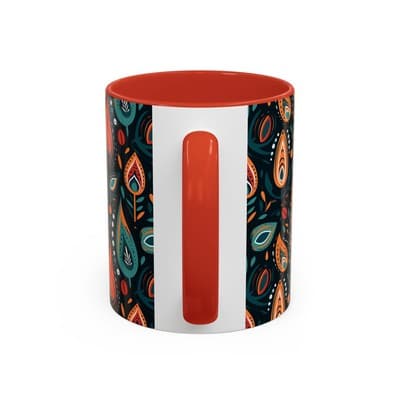 Folk Art Coffee Mug 11oz 15oz | Boho Pattern Cup | Earthy Gift for Soulful Women - Thumbnail 4