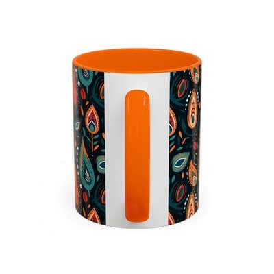 Folk Art Coffee Mug 11oz 15oz | Boho Pattern Cup | Earthy Gift for Soulful Women - Thumbnail 4
