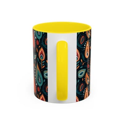 Folk Art Coffee Mug 11oz 15oz | Boho Pattern Cup | Earthy Gift for Soulful Women - Thumbnail 4