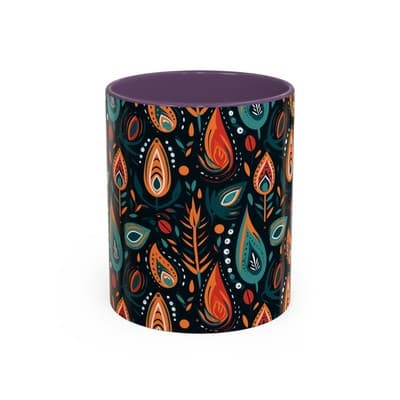 Folk Art Coffee Mug 11oz 15oz | Boho Pattern Cup | Earthy Gift for Soulful Women