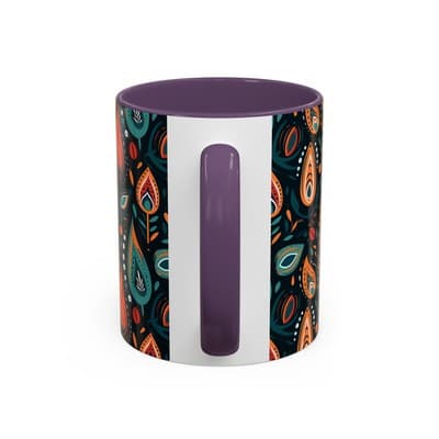 Folk Art Coffee Mug 11oz 15oz | Boho Pattern Cup | Earthy Gift for Soulful Women - Thumbnail 4