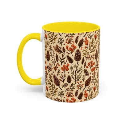 Botanical Floral Coffee Mug 11oz 15oz | Rustic Nature Gift | Cozy Kitchen Decor - Thumbnail 3