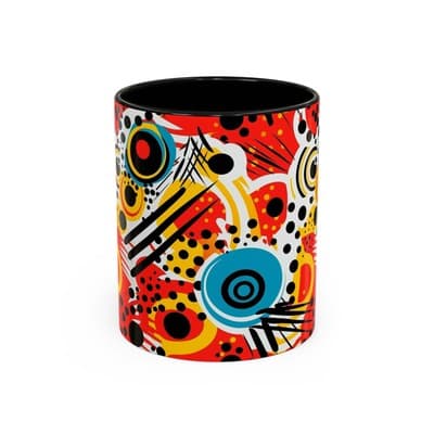 Abstract Art Coffee Mug 11oz 15oz Bold Colorful Cup Artistic Gift for Creatives