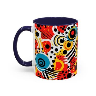 Abstract Art Coffee Mug 11oz 15oz Bold Colorful Cup Artistic Gift for Creatives - Thumbnail 3