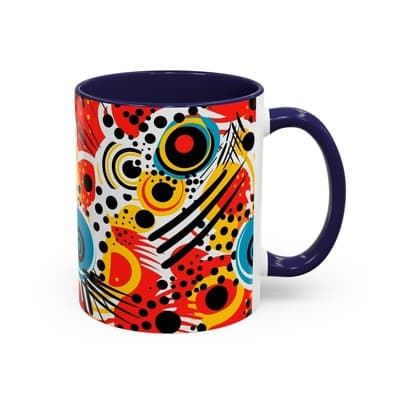 Abstract Art Coffee Mug 11oz 15oz Bold Colorful Cup Artistic Gift for Creatives - Thumbnail 2