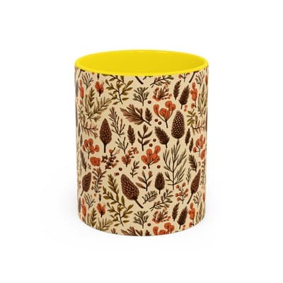 Botanical Floral Coffee Mug 11oz 15oz | Rustic Nature Gift | Cozy Kitchen Decor