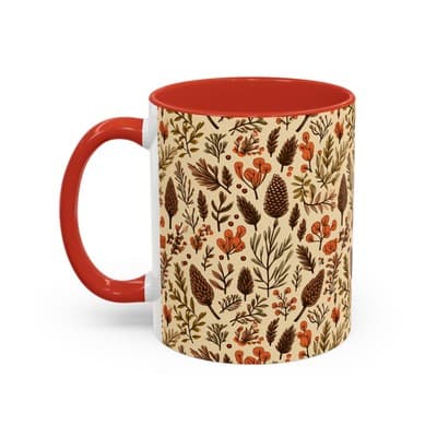 Botanical Floral Coffee Mug 11oz 15oz | Rustic Nature Gift | Cozy Kitchen Decor - Thumbnail 3