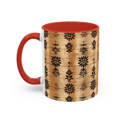 Boho Floral Coffee Mug 11oz 15oz | Artisan Tea Cup Gift | Rustic Earthy Decor - Thumbnail 3