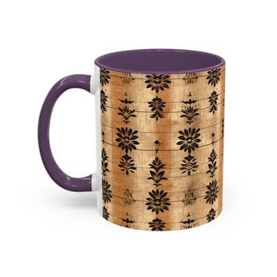 Boho Floral Coffee Mug 11oz 15oz | Artisan Tea Cup Gift | Rustic Earthy Decor - Thumbnail 3