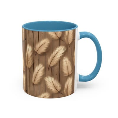 Feather Print Coffee Mug 11oz 15oz | Rustic Calm Gift | Nature Inspired Cup - Thumbnail 2