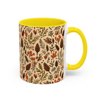 Botanical Floral Coffee Mug 11oz 15oz | Rustic Nature Gift | Cozy Kitchen Decor - Thumbnail 2