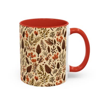 Botanical Floral Coffee Mug 11oz 15oz | Rustic Nature Gift | Cozy Kitchen Decor - Thumbnail 2