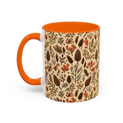 Botanical Floral Coffee Mug 11oz 15oz | Rustic Nature Gift | Cozy Kitchen Decor - Thumbnail 3