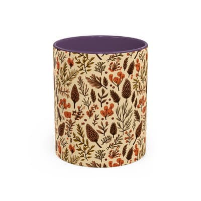 Botanical Floral Coffee Mug 11oz 15oz | Rustic Nature Gift | Cozy Kitchen Decor