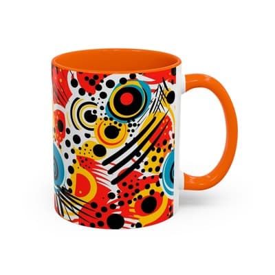 Abstract Art Coffee Mug 11oz 15oz Bold Colorful Cup Artistic Gift for Creatives - Thumbnail 2