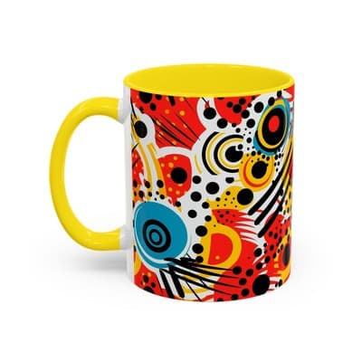 Abstract Art Coffee Mug 11oz 15oz Bold Colorful Cup Artistic Gift for Creatives - Thumbnail 3