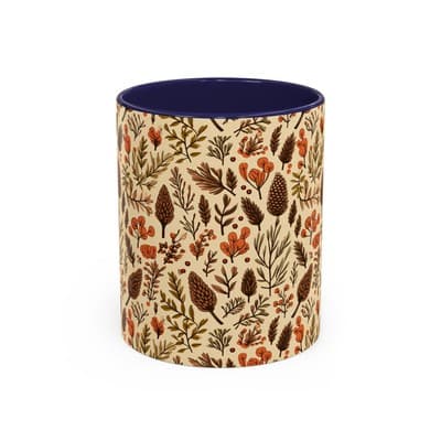 Botanical Floral Coffee Mug 11oz 15oz | Rustic Nature Gift | Cozy Kitchen Decor