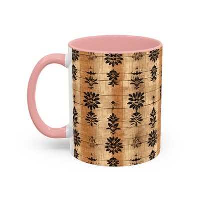 Boho Floral Coffee Mug 11oz 15oz | Artisan Tea Cup Gift | Rustic Earthy Decor - Thumbnail 3