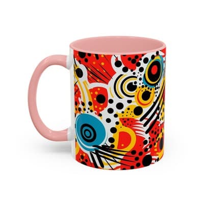 Abstract Art Coffee Mug 11oz 15oz Bold Colorful Cup Artistic Gift for Creatives - Thumbnail 3