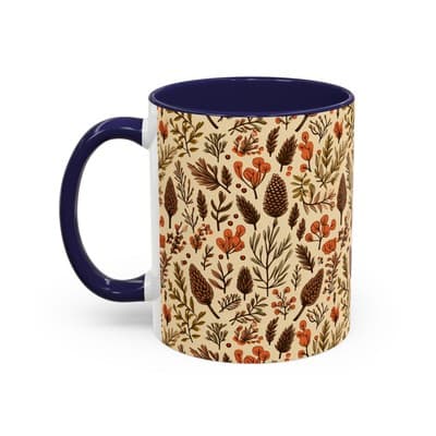 Botanical Floral Coffee Mug 11oz 15oz | Rustic Nature Gift | Cozy Kitchen Decor - Thumbnail 3