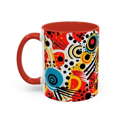 Abstract Art Coffee Mug 11oz 15oz Bold Colorful Cup Artistic Gift for Creatives - Thumbnail 3