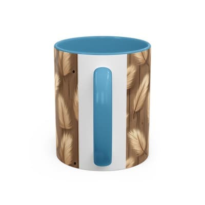 Feather Print Coffee Mug 11oz 15oz | Rustic Calm Gift | Nature Inspired Cup - Thumbnail 4