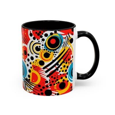 Abstract Art Coffee Mug 11oz 15oz Bold Colorful Cup Artistic Gift for Creatives - Thumbnail 2