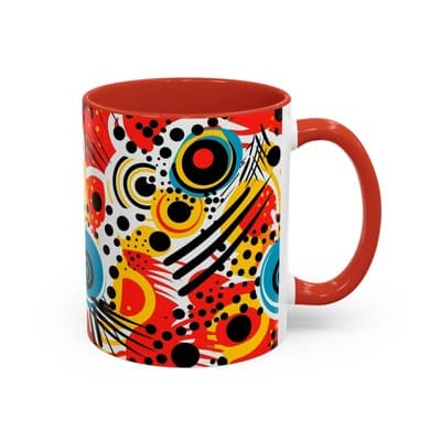 Abstract Art Coffee Mug 11oz 15oz Bold Colorful Cup Artistic Gift for Creatives - Thumbnail 2