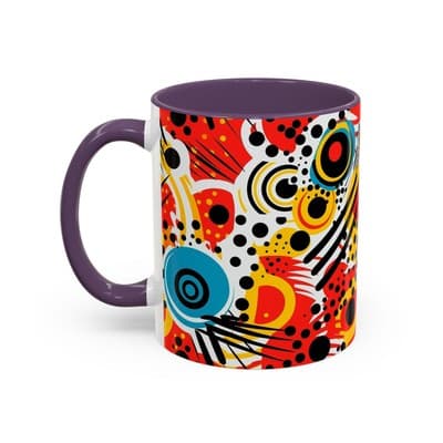 Abstract Art Coffee Mug 11oz 15oz Bold Colorful Cup Artistic Gift for Creatives - Thumbnail 3