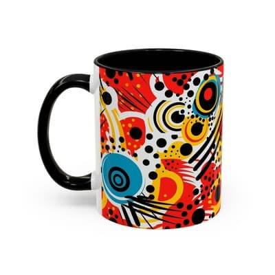 Abstract Art Coffee Mug 11oz 15oz Bold Colorful Cup Artistic Gift for Creatives - Thumbnail 3