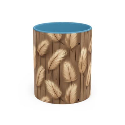 Feather Print Coffee Mug 11oz 15oz | Rustic Calm Gift | Nature Inspired Cup