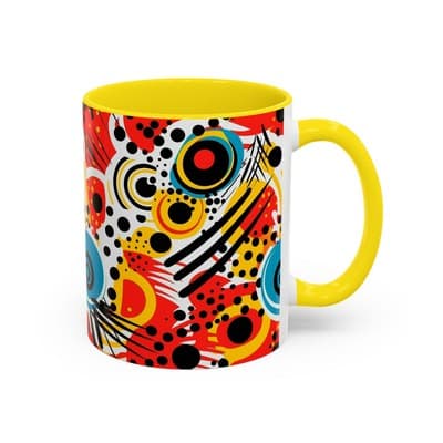 Abstract Art Coffee Mug 11oz 15oz Bold Colorful Cup Artistic Gift for Creatives - Thumbnail 2