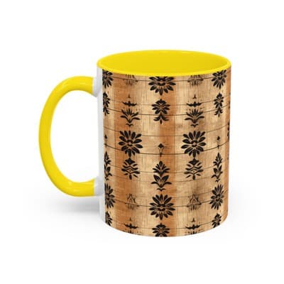 Boho Floral Coffee Mug 11oz 15oz | Artisan Tea Cup Gift | Rustic Earthy Decor - Thumbnail 3