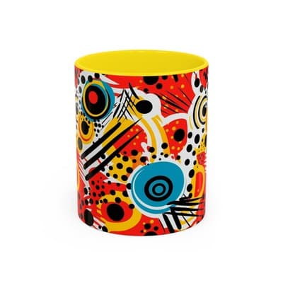 Abstract Art Coffee Mug 11oz 15oz Bold Colorful Cup Artistic Gift for Creatives