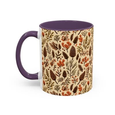 Botanical Floral Coffee Mug 11oz 15oz | Rustic Nature Gift | Cozy Kitchen Decor - Thumbnail 3