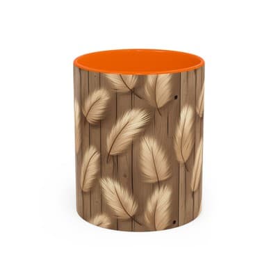 Feather Print Coffee Mug 11oz 15oz | Rustic Calm Gift | Nature Inspired Cup