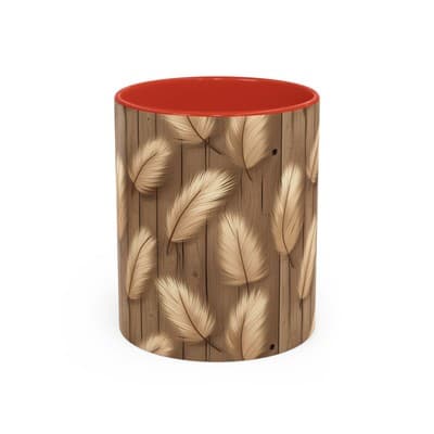 Feather Print Coffee Mug 11oz 15oz | Rustic Calm Gift | Nature Inspired Cup