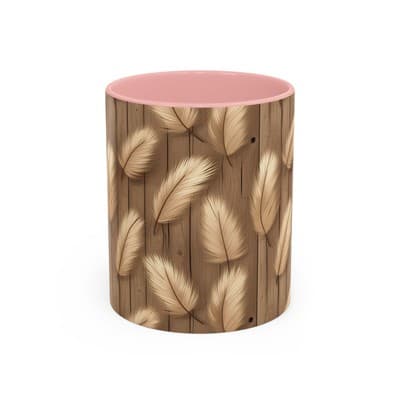Feather Print Coffee Mug 11oz 15oz | Rustic Calm Gift | Nature Inspired Cup