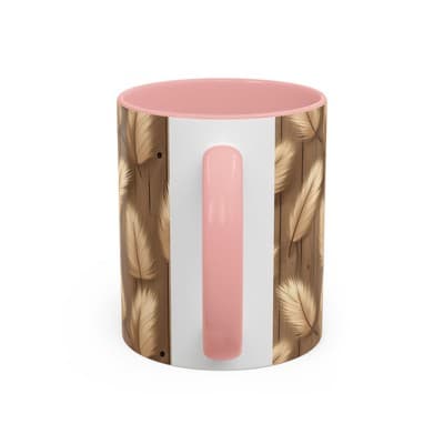 Feather Print Coffee Mug 11oz 15oz | Rustic Calm Gift | Nature Inspired Cup - Thumbnail 4