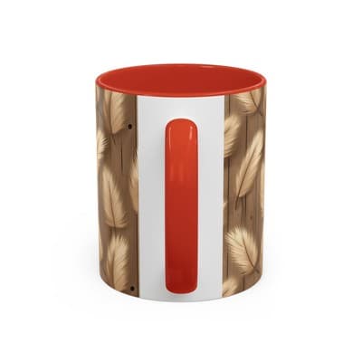 Feather Print Coffee Mug 11oz 15oz | Rustic Calm Gift | Nature Inspired Cup - Thumbnail 4