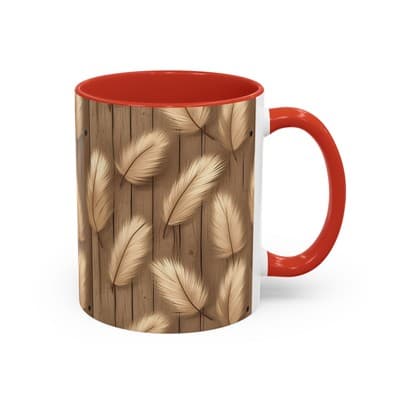 Feather Print Coffee Mug 11oz 15oz | Rustic Calm Gift | Nature Inspired Cup - Thumbnail 2