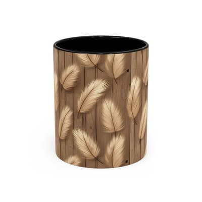 Feather Print Coffee Mug 11oz 15oz | Rustic Calm Gift | Nature Inspired Cup