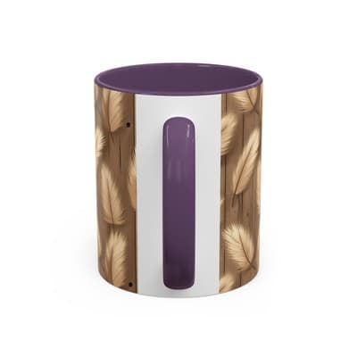 Feather Print Coffee Mug 11oz 15oz | Rustic Calm Gift | Nature Inspired Cup - Thumbnail 4