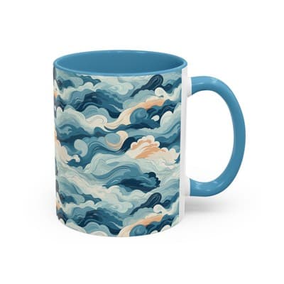 Cloud Pattern Coffee Mug 11oz 15oz | Calm Art Cup for Cozy Moments | Dreamy Gift - Thumbnail 2