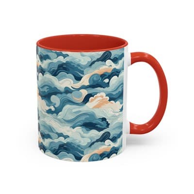 Cloud Pattern Coffee Mug 11oz 15oz | Calm Art Cup for Cozy Moments | Dreamy Gift - Thumbnail 2